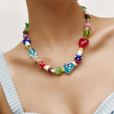 Vita Necklace Colorful Murano Glass Bead Statement Necklace